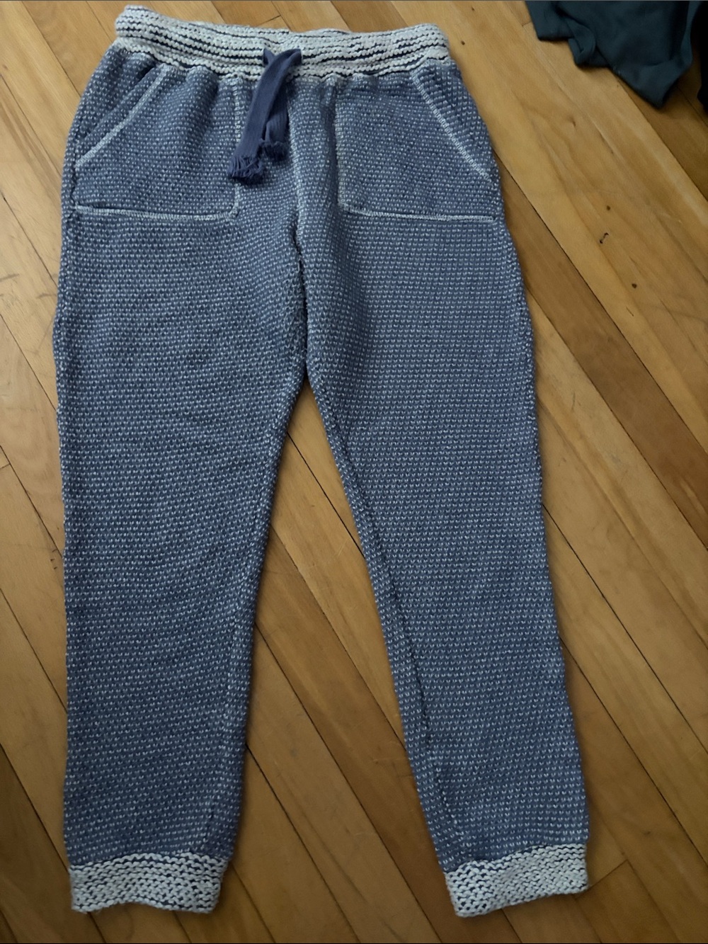 Vintage Havana Grey-Blue Knit Drawstring Joggers